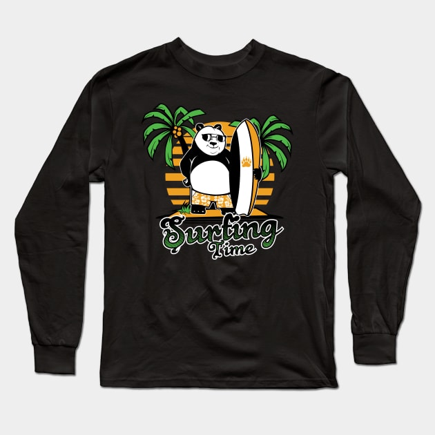 Surfing Panda Long Sleeve T-Shirt by D3monic